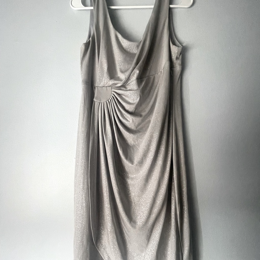 connected apparel Shimmery Gold Draped Midi Dress
